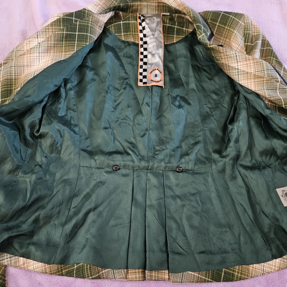 🟢1/2 OFF Gwen Stefani Vogue Plaid Blazer - Green and Tan - Picture 7 of 7